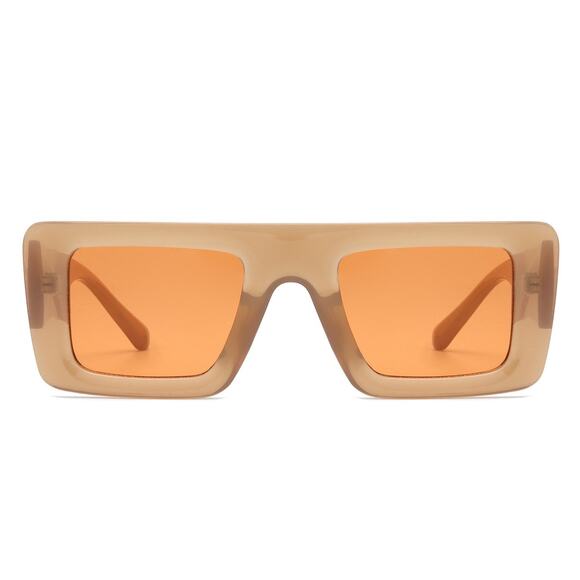 Luxury Brown & Orange Square Sunglasses Unisex Classy Exotic - Picture 2 of 3